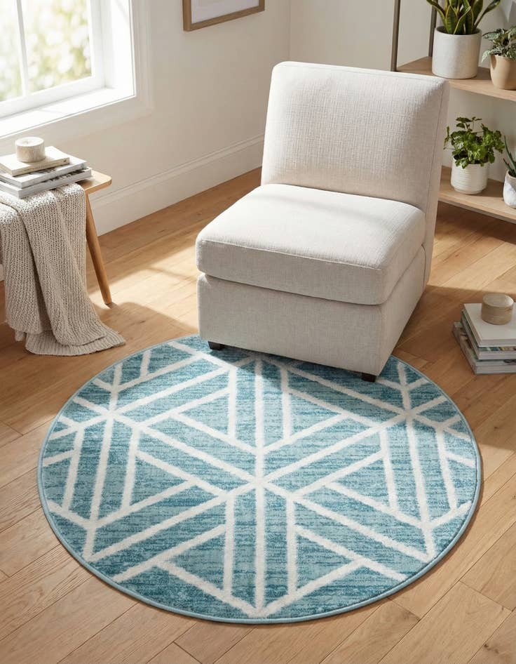 Detail image of 3' 3 x 3' 3 Lattice Trellis Round Rug