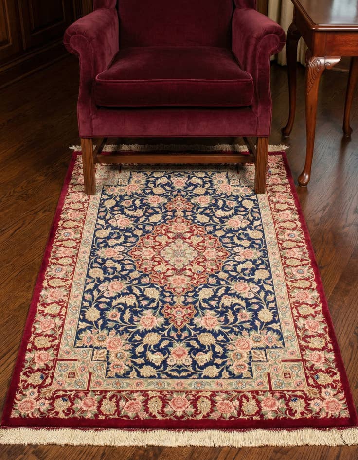 Detail image of 2' 7 x 3' 11 Ghom Silk Rug