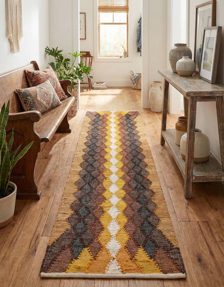 Detail image of 2' x 8' Hand Braided Chindi Cotton Runner Rug
