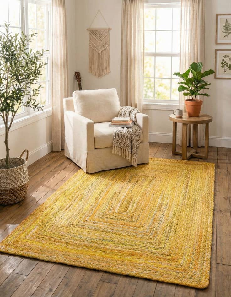 Detail image of 5' 1 x 8' Handmade Braided Chindi Rug