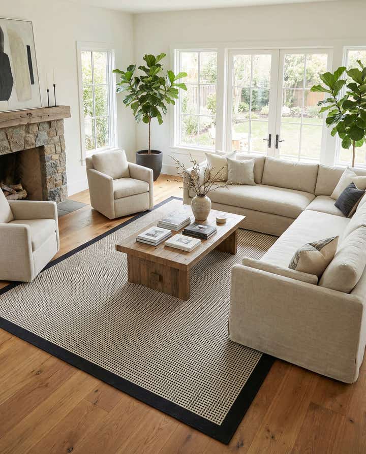 9' x 12' Easy-Clean Border Indoor / Outdoor Rug