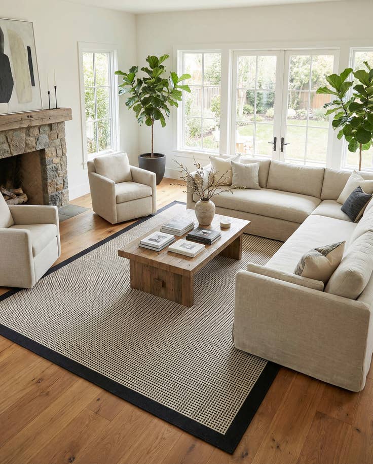 Detail image of 9' x 12' Easy-Clean Border Indoor / Outdoor Rug