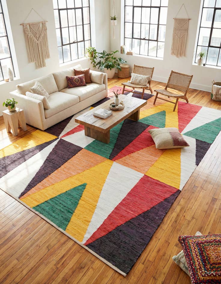 Detail image of 10' x 14' 1 Hand Braided Chindi Cotton Rug