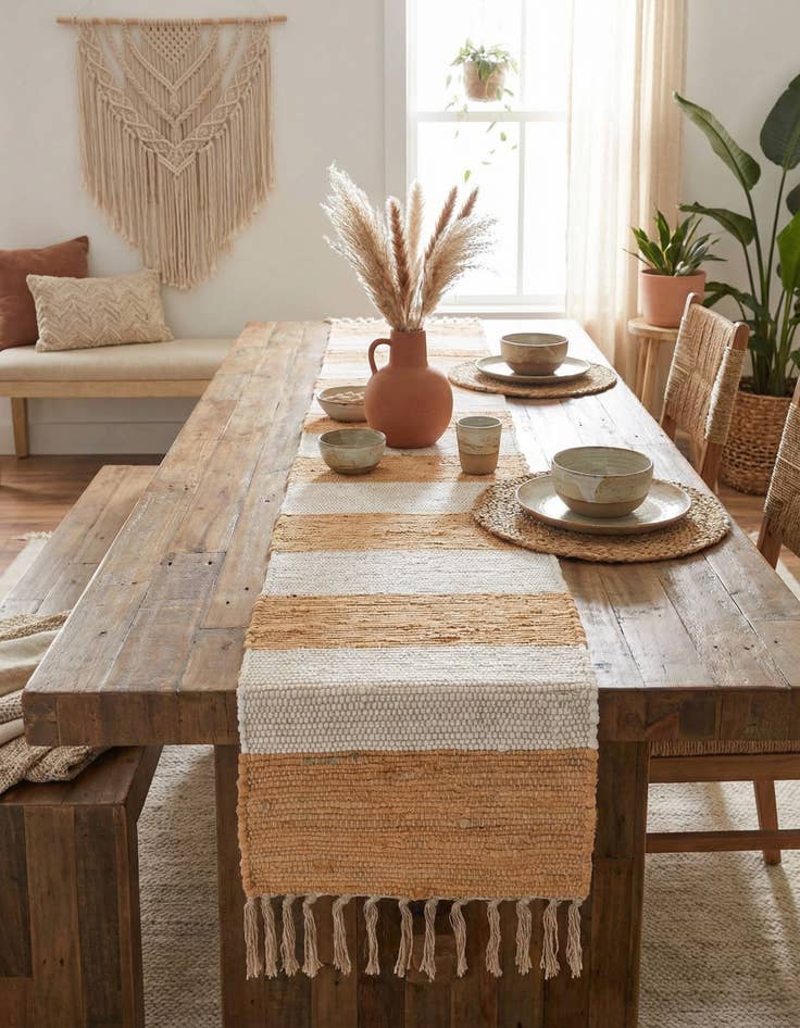 Detail image of 1' 2 x 10' Hand Woven Chindi Rag Table Runner Rug