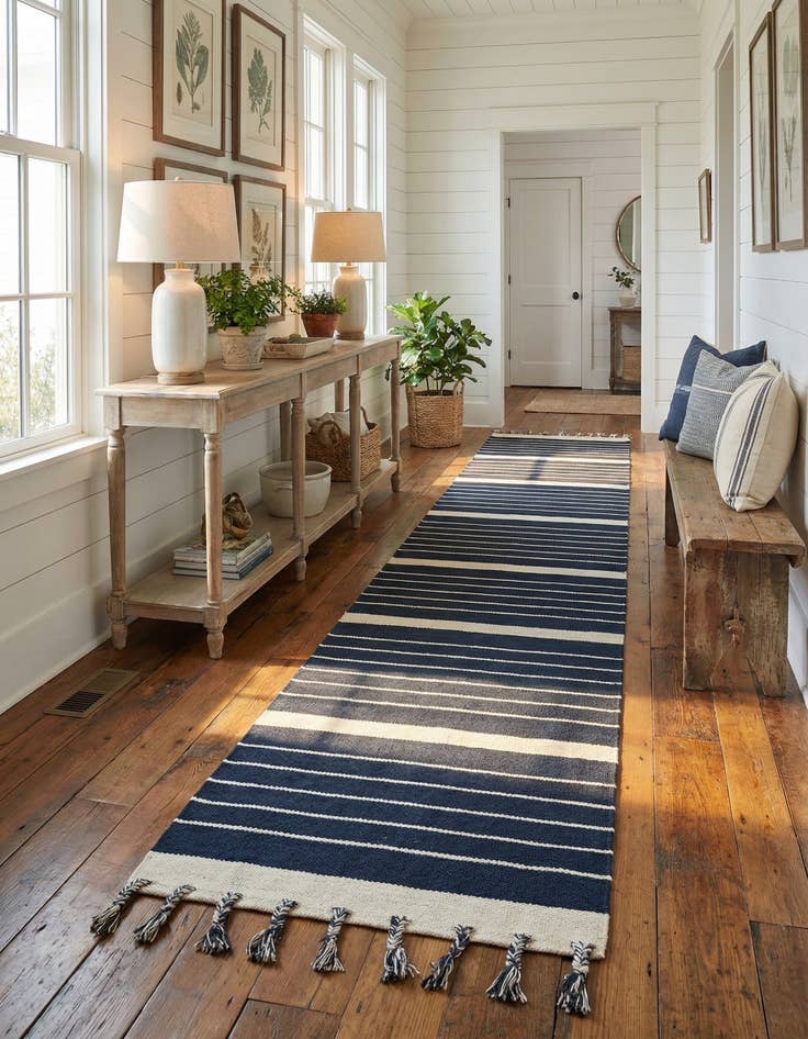 Detail image of 2' 7 x 12'  Hand Woven Chindi Cotton Runner Rug