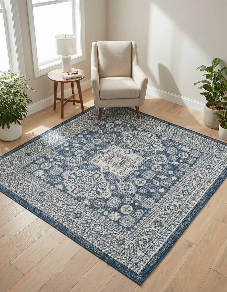 Detail image of 5' 3 x 5' 3 Easy-Clean Aztec Indoor / Outdoor Square Rug