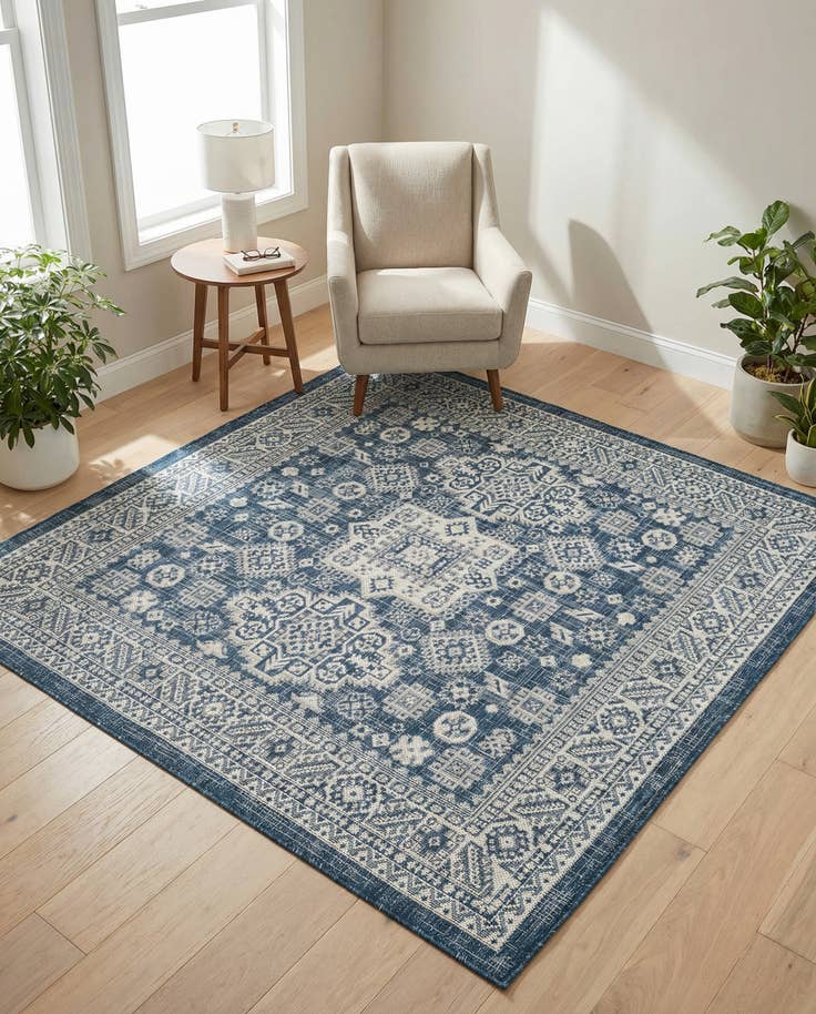 Detail image of 5' 3 x 5' 3 Easy-Clean Aztec Indoor / Outdoor Square Rug