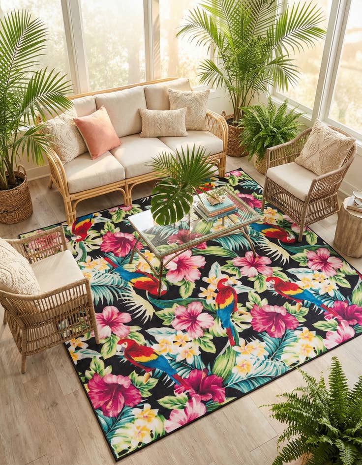 Detail image of 7' 10 x 7' 10  Washable Jill Zarin Caribbean Indoor / Outdoor Square Rug