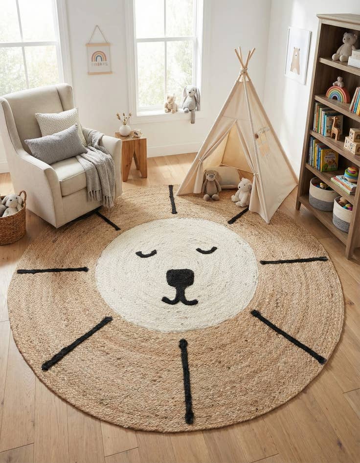 Detail image of 7' 10 x 7' 10 Kids Braided Jute Round Rug