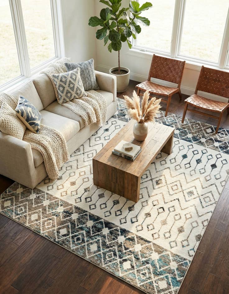 Detail image of 7' 10 x 7' 10 Moroccan Trellis Square Rug