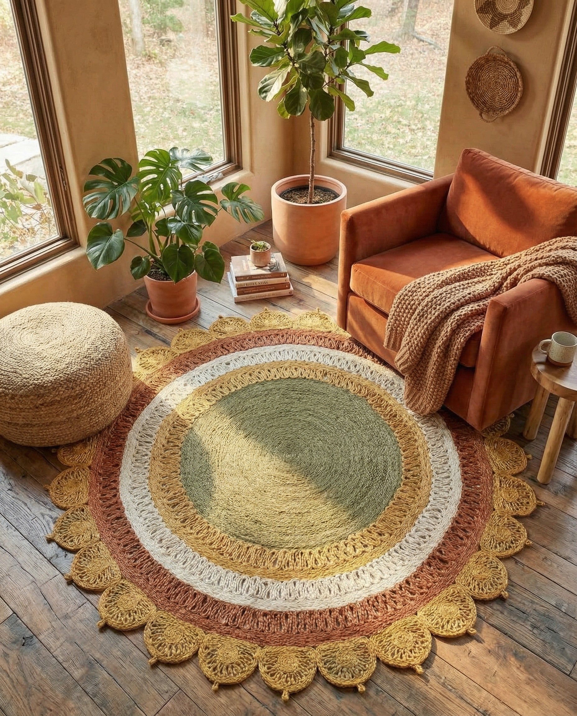 6' 1 x 6' 1 Handmade Braided Jute Round Rug