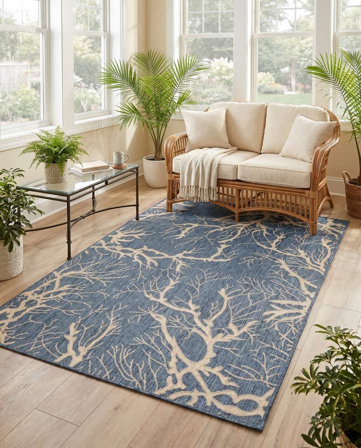 5' x 8' Easy-Clean Botanical Indoor / Outdoor Rug