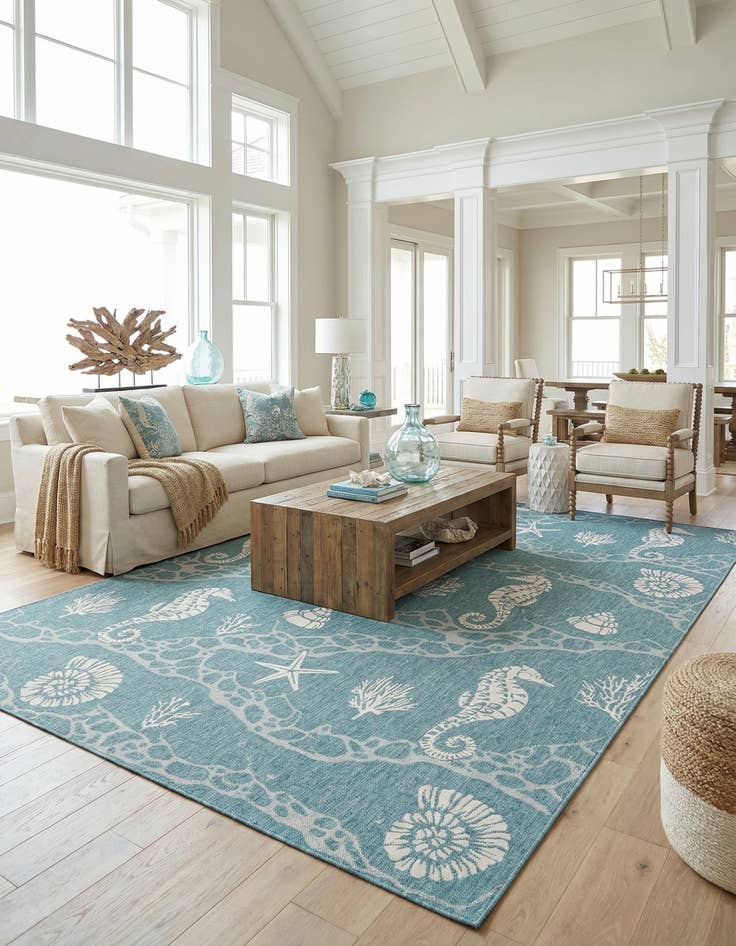 Detail image of 10' x 14' Easy-Clean Coastal Indoor / Outdoor Rug