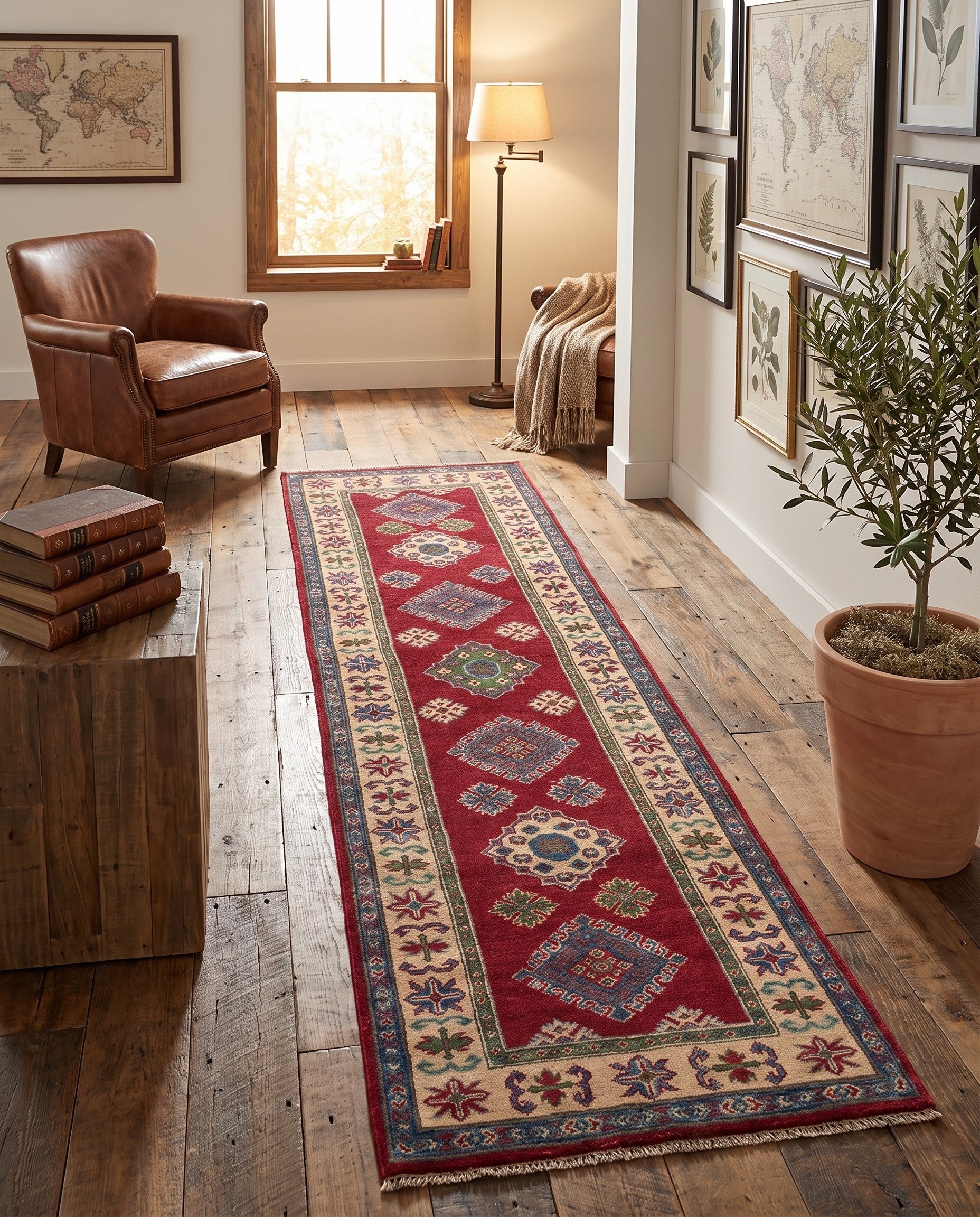 80cm x 290cm Hand Knotted Kazak Runner Rug