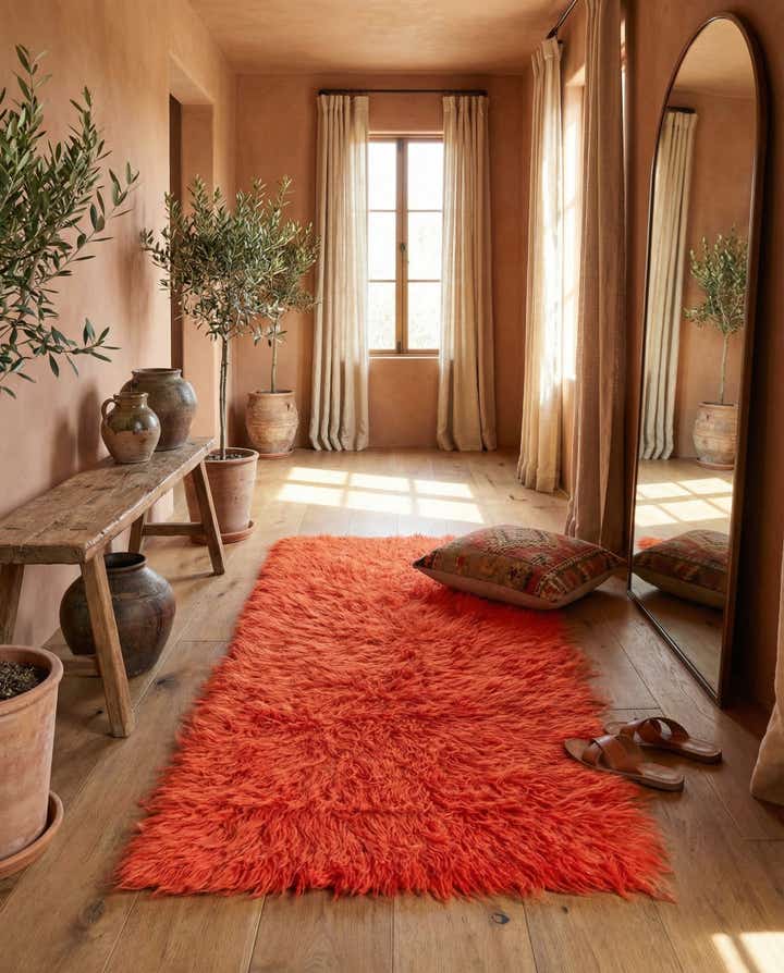 2' 4 x 4' 9 Hand Knotted Moroccan Wool Runner Rug