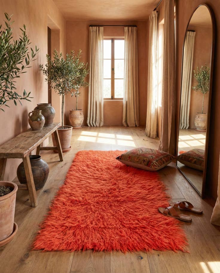 Detail image of 2' 4 x 4' 9 Hand Knotted Moroccan Wool Runner Rug