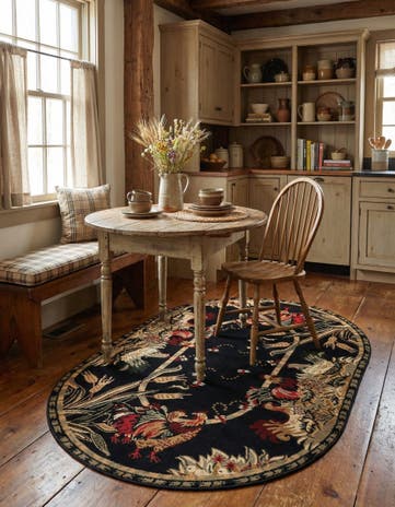 Black Country Oval Rug