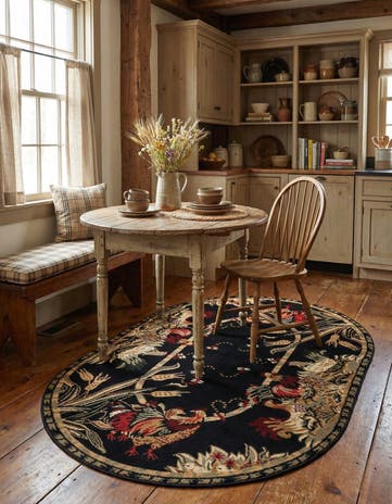 Black Country Oval Rug