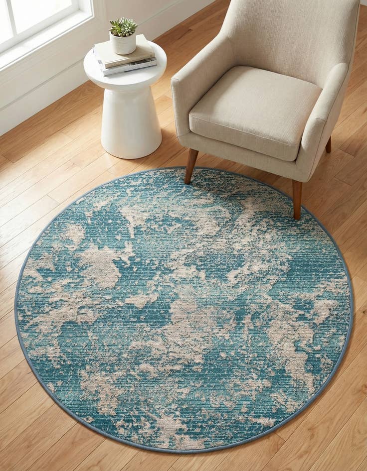 Detail image of 3' x 3' Washable Modern Indoor / Outdoor Round Rug