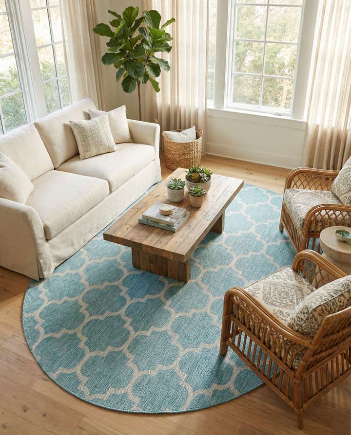 7' 10 x 10' Easy-Clean Lattice Indoor / Outdoor Oval Rug