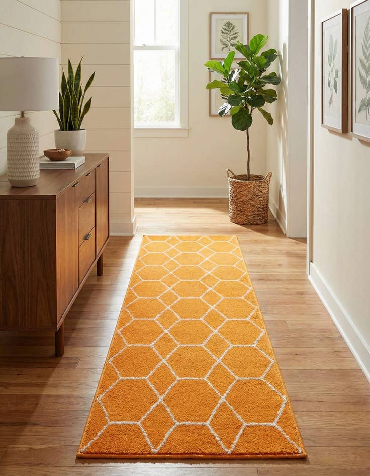 Detail image of 2' x 6' Lattice Frieze Runner Rug