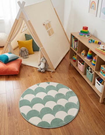 Soft Green Whimsy Kids Round Rug