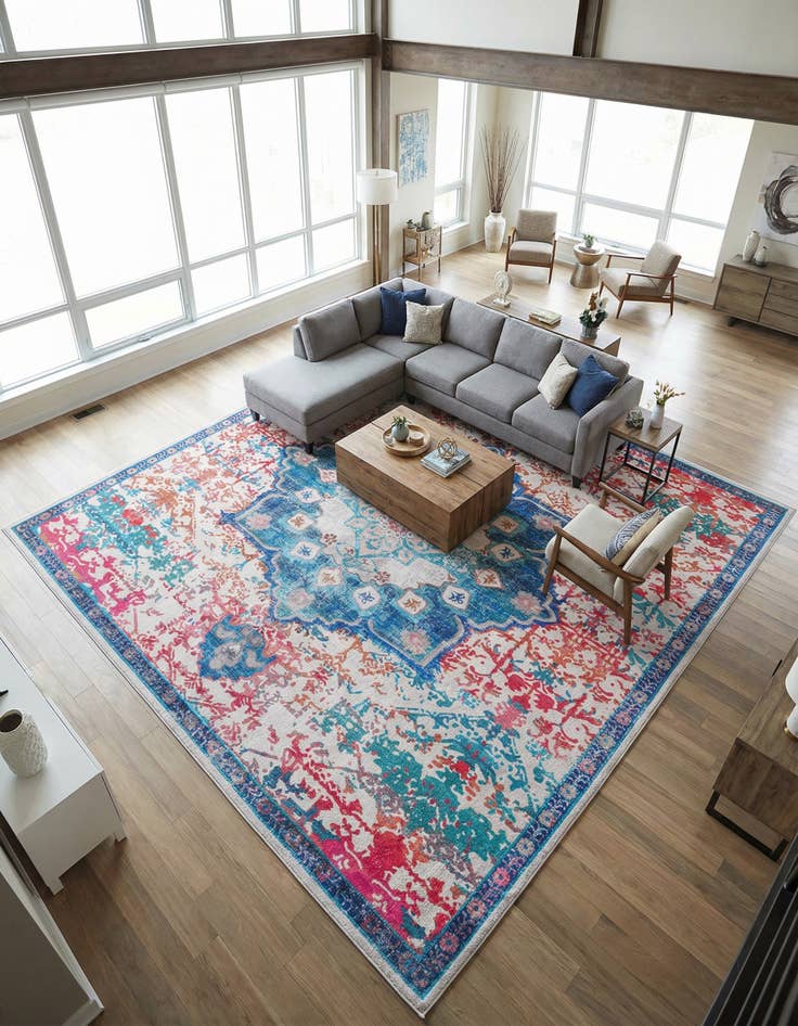 Detail image of 10' 6 x 10' 6  Washable Renaissance Square Rug