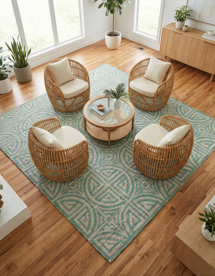 Detail image of 7' 10 x 7' 10  Hand Woven Chenille Jute Square Rug