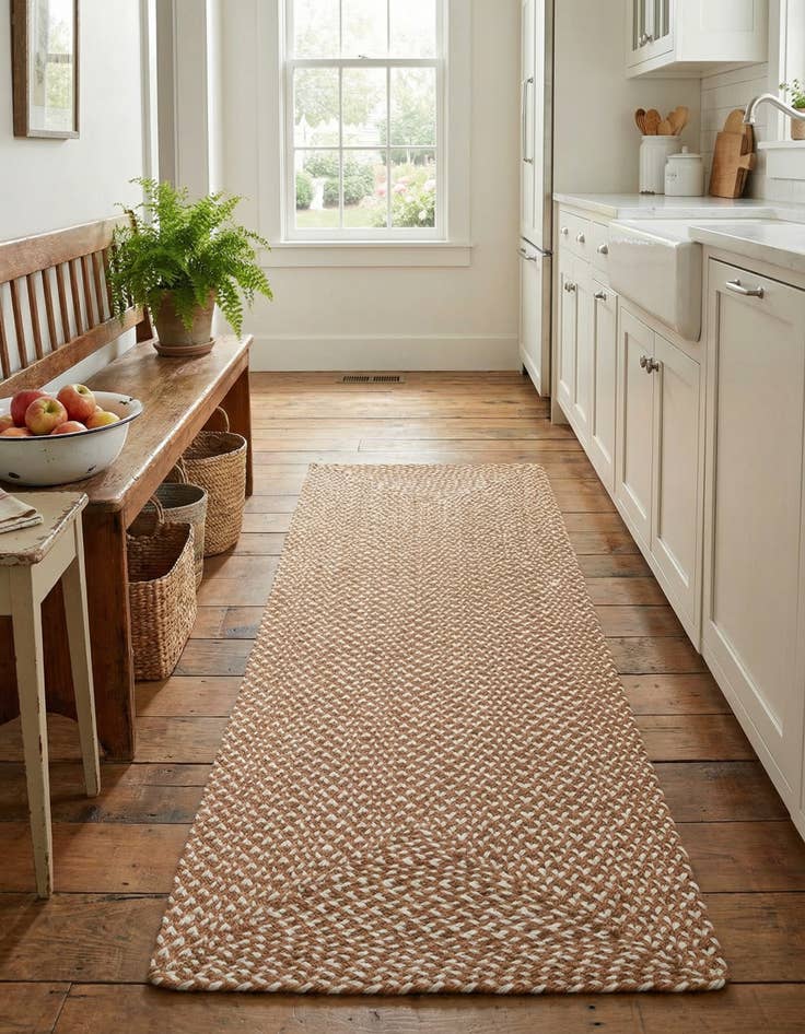 Detail image of 2' x 6' 1  Hand Tweed Braided Jute Runner Rug