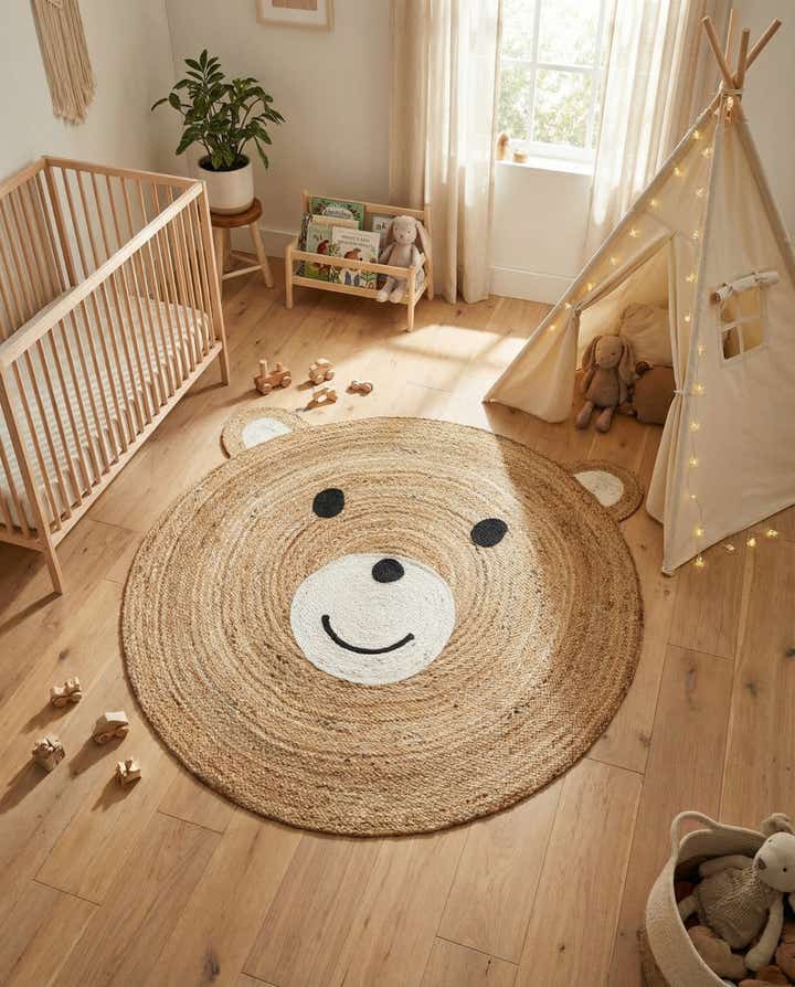 4' 1 x 4' 1 Kids Braided Jute Round Rug