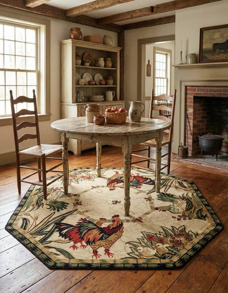 Detail image of 5' 3 x 5' 3 Country Octagon Rug