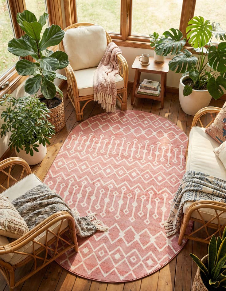 Detail image of 5' 3 x 8' Bohemian Trellis Oval Rug