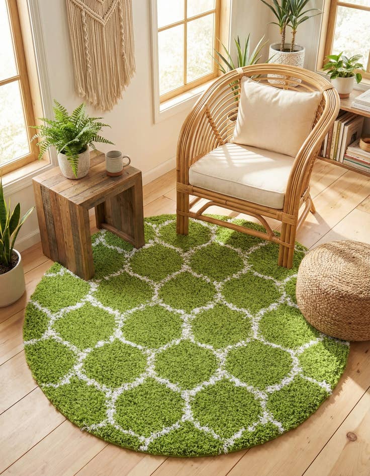 Detail image of 5' 3 x 5' 3 Trellis Shag Round Rug