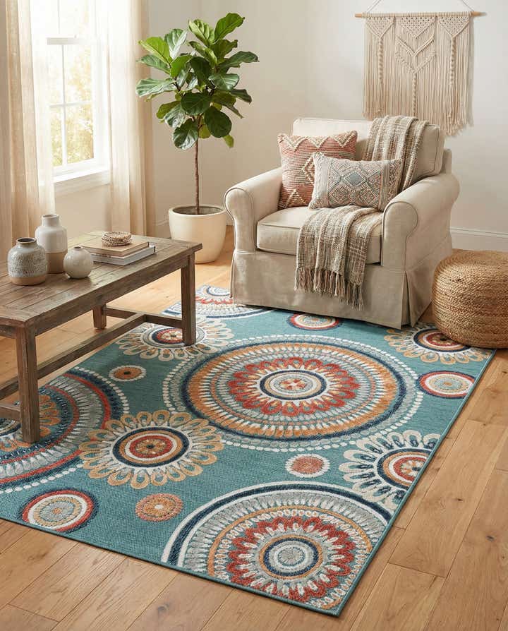 4' 5 x 6' Easy-Clean Botanical Indoor / Outdoor Rug