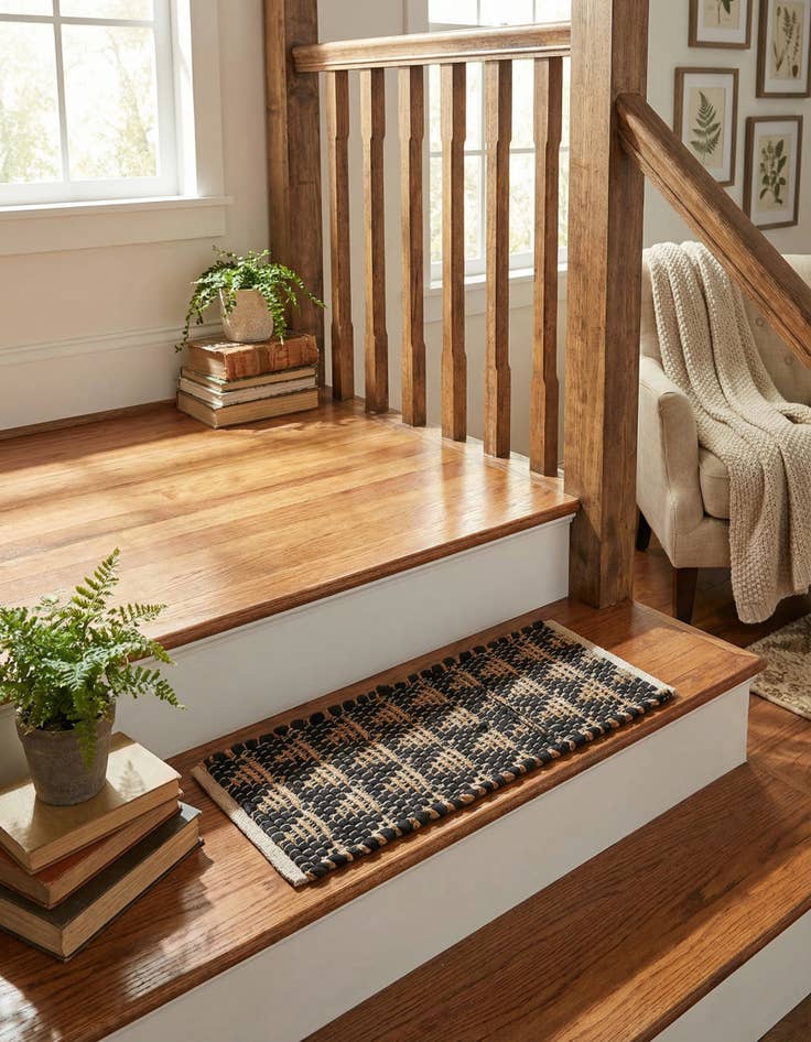 Detail image of 0' 9 x 2' 6 Chindi Jute Stair Rug