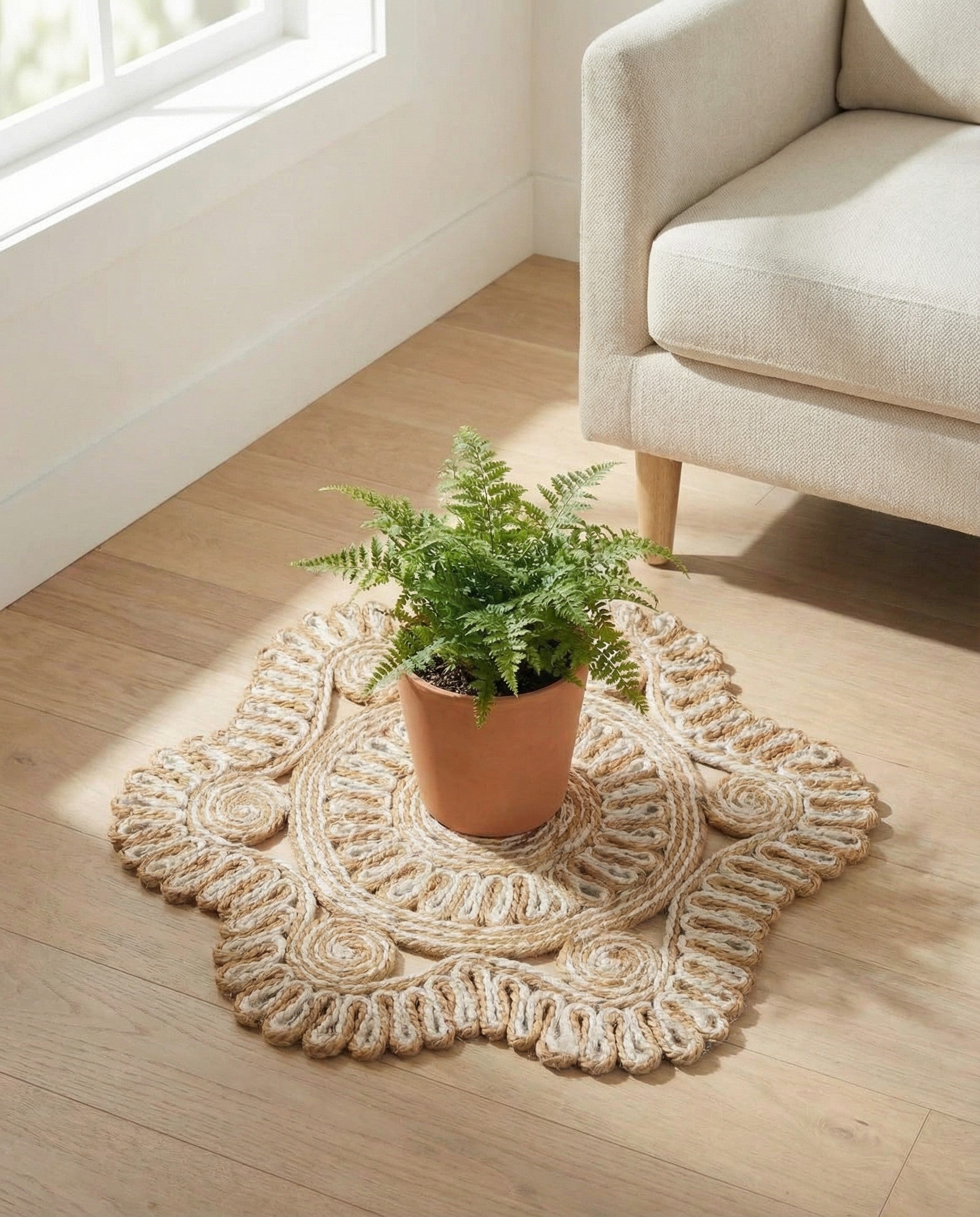 2' x 2' Handmade Braided Jute Round Rug