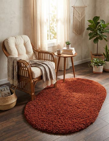 3' x 5' 3 Solid Shag Oval Rug