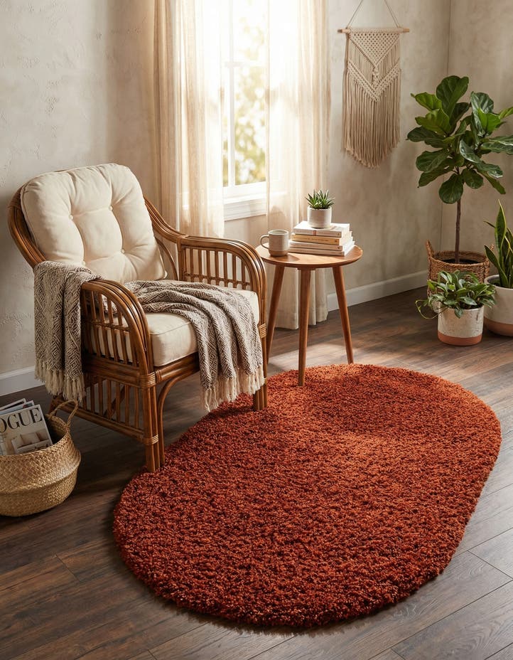 3' x 5' 3 Solid Shag Oval Rug
