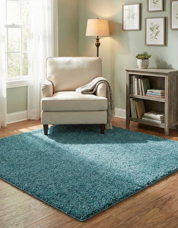 5' x 5' Soft Solid Shag Square Rug