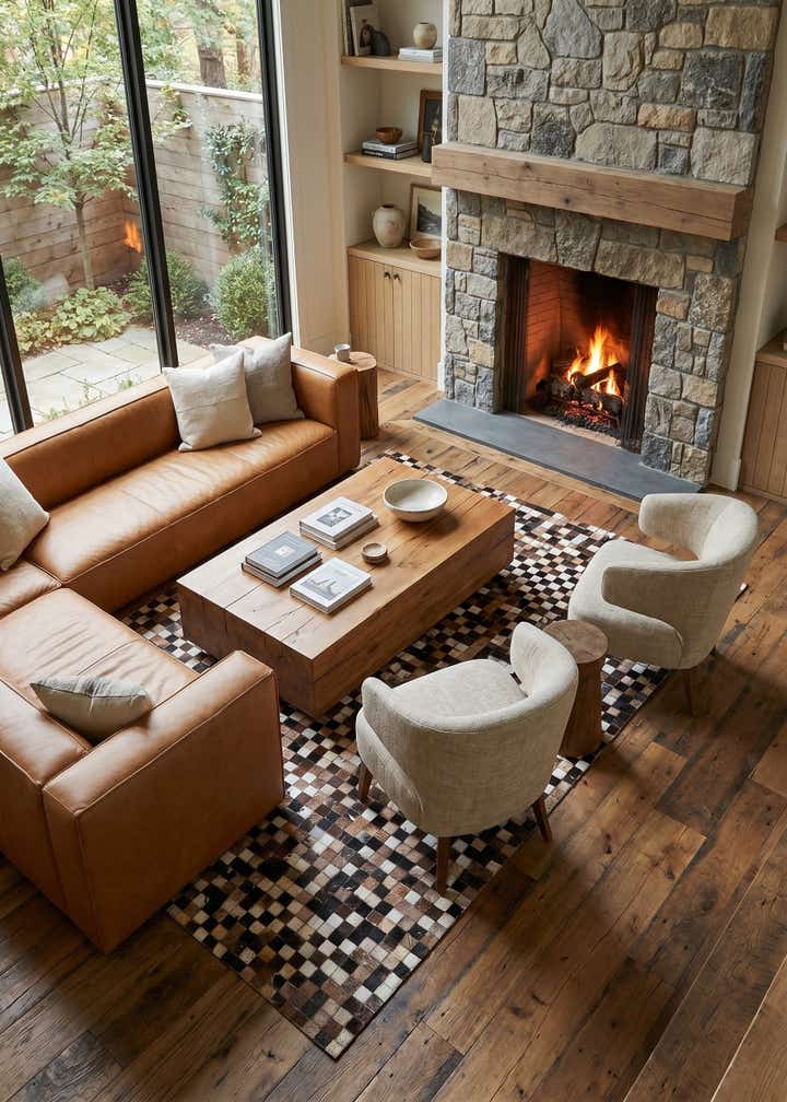 5' 1 x 8' Cowhide Leather Rug