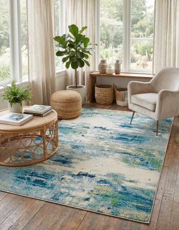 Light Blue Washable Theia Rug