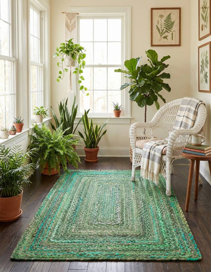 Detail image of 4' 1 x 6' 1  Hand Braided Chindi Rug