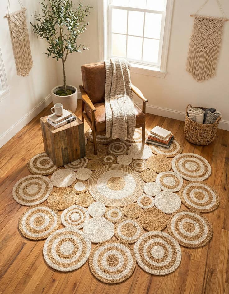 Detail image of 5' 1 x 5' 1 Handmade Braided Jute Round Rug