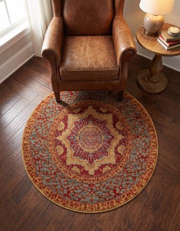 Red Amina Round Rug