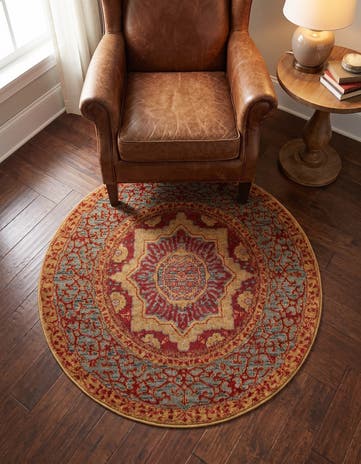 Red Amina Round Rug