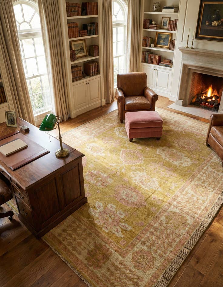 Detail image of 9' 1 x 12' Hand Knotted Oushak Wool Rug