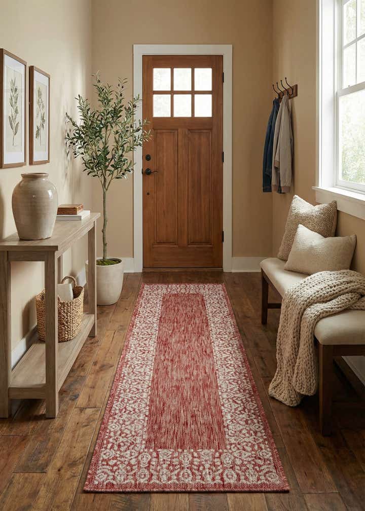 2' x 6' Easy-Clean Border Indoor / Outdoor Runner Rug