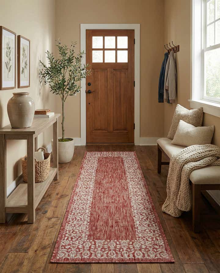 2' x 6' Easy-Clean Border Indoor / Outdoor Runner Rug