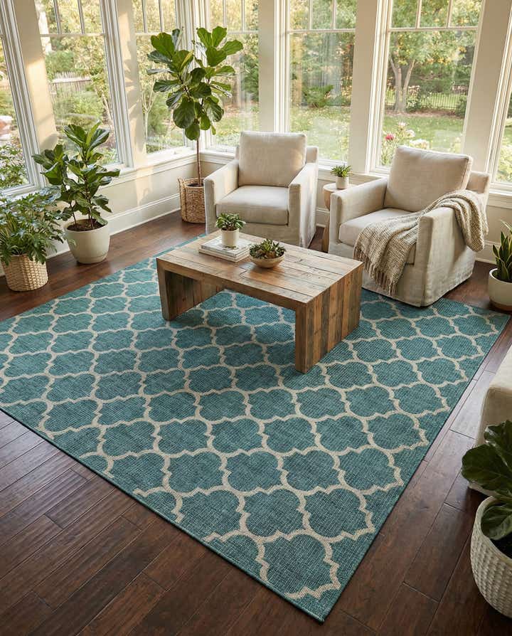 10' x 10' Easy-Clean Lattice Indoor / Outdoor Square Rug