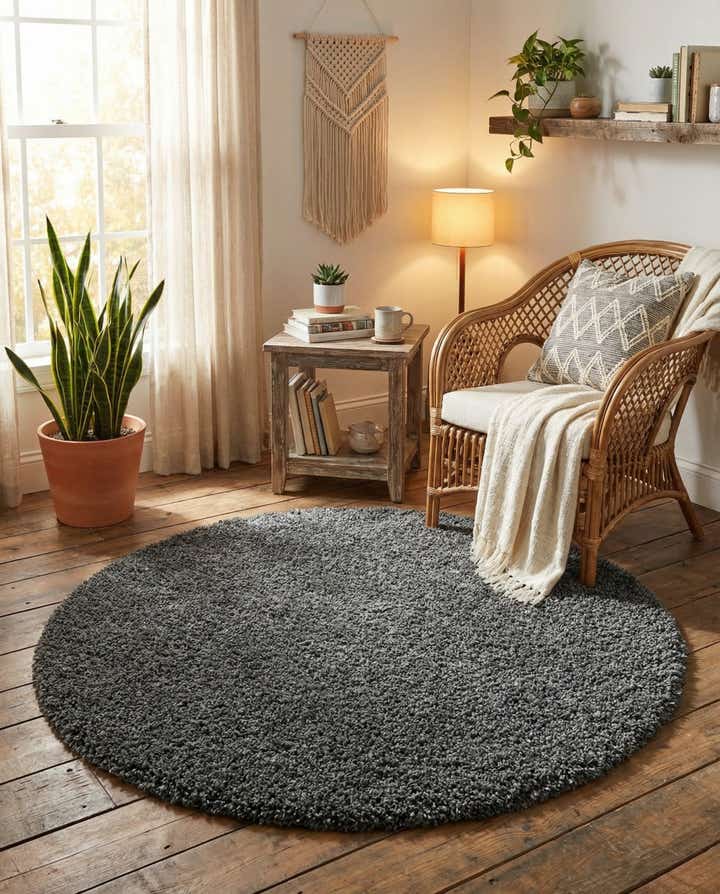 4' x 4' Zermatt Shag Round Rug